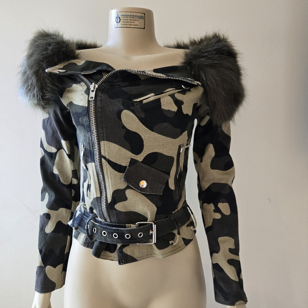 Hot & Delicious Camouflage Bomber Jacket with Faux Fur